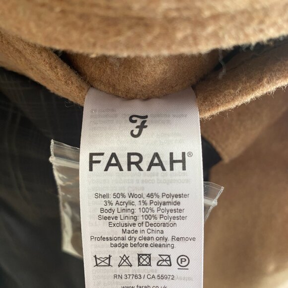 Farah Askern Wool Blend Overcoat Camel Small - Picture 3 of 4